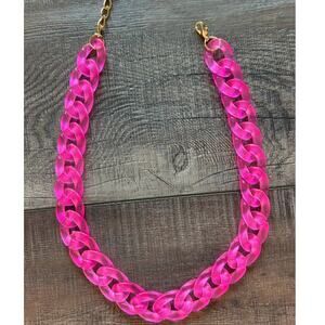 Acrylic Chain Link Neon Necklace Pink